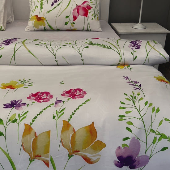 Bright Floral Bedding - White and Orange Duvet Cover