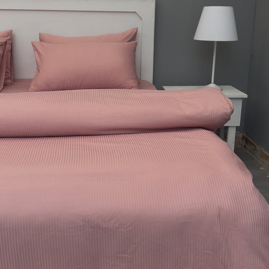 Pink Striped Duvet Cover Set