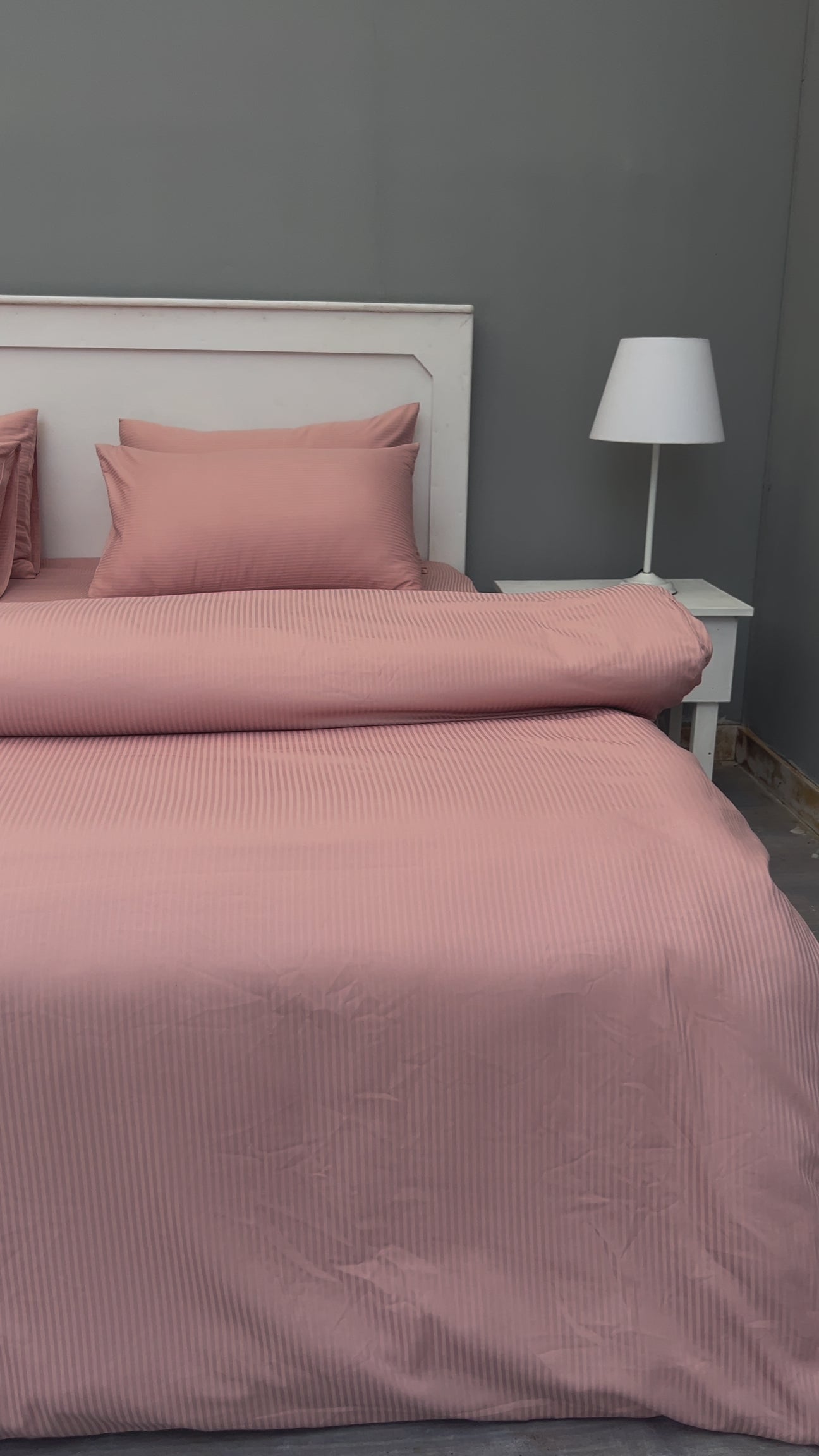 Pink Striped Duvet Cover Set