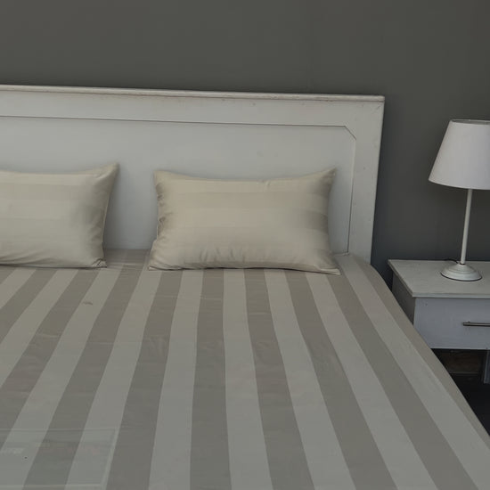 Ivory White Cotton Fitted Sheet Set with Pillowcases