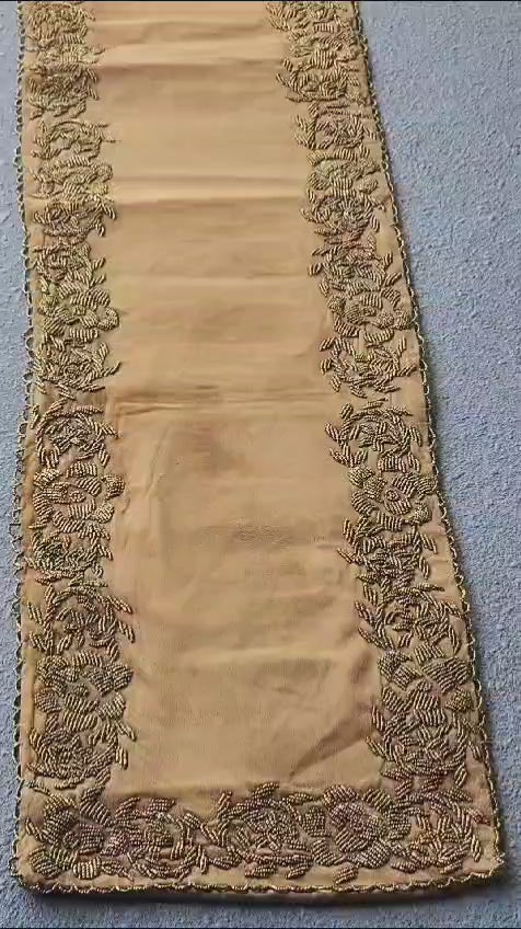 Brown and Gold Handmade Beaded Runner- (Design -3)