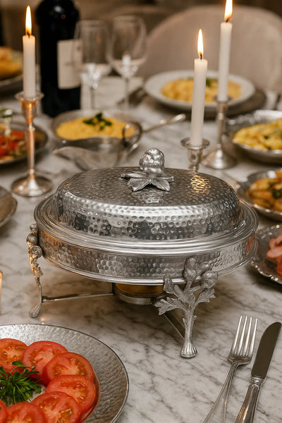 Hammered Brass Chafing Dish (Oval)