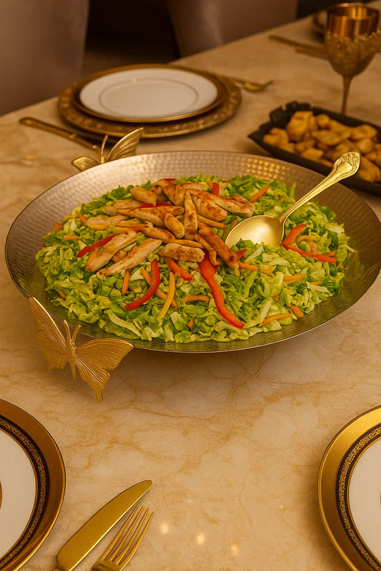 Large Hammered Mandi serving platter - Butterfly (Gold)