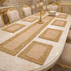 Handmade Beaded Table Runner Set - Beige and Gold (Design No 04)
