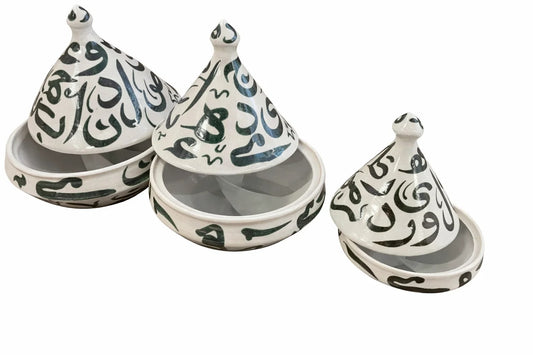Hand-painted tagine serving pots in Clay (Set of 3)
