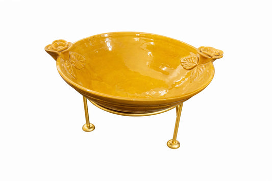 Handmade Rose Serving Platter with Stand - (Mustard)