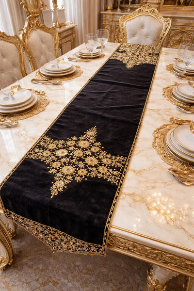 Handmade Table Runner (Black and Gold - 4)