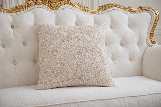 Handmade Velvet Cushion Cover (Dust Pink Silver and Pearl)