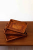 3-Piece Rectangular Wooden engraved Serving Tray Set