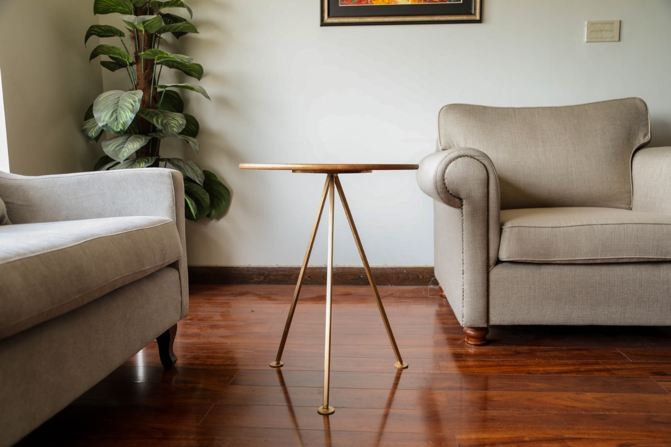 Handmade Truck Art Round Wooden Side Table - Handmade Stories