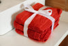 Soft Red Cotton Face Towels - Set of 3 - Handmade Stories