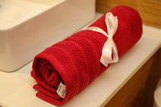 Red Cotton Bath Towel - Soft & Absorbent - Handmade Stories