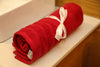 Red Cotton Bath Towel - Soft & Absorbent - Handmade Stories