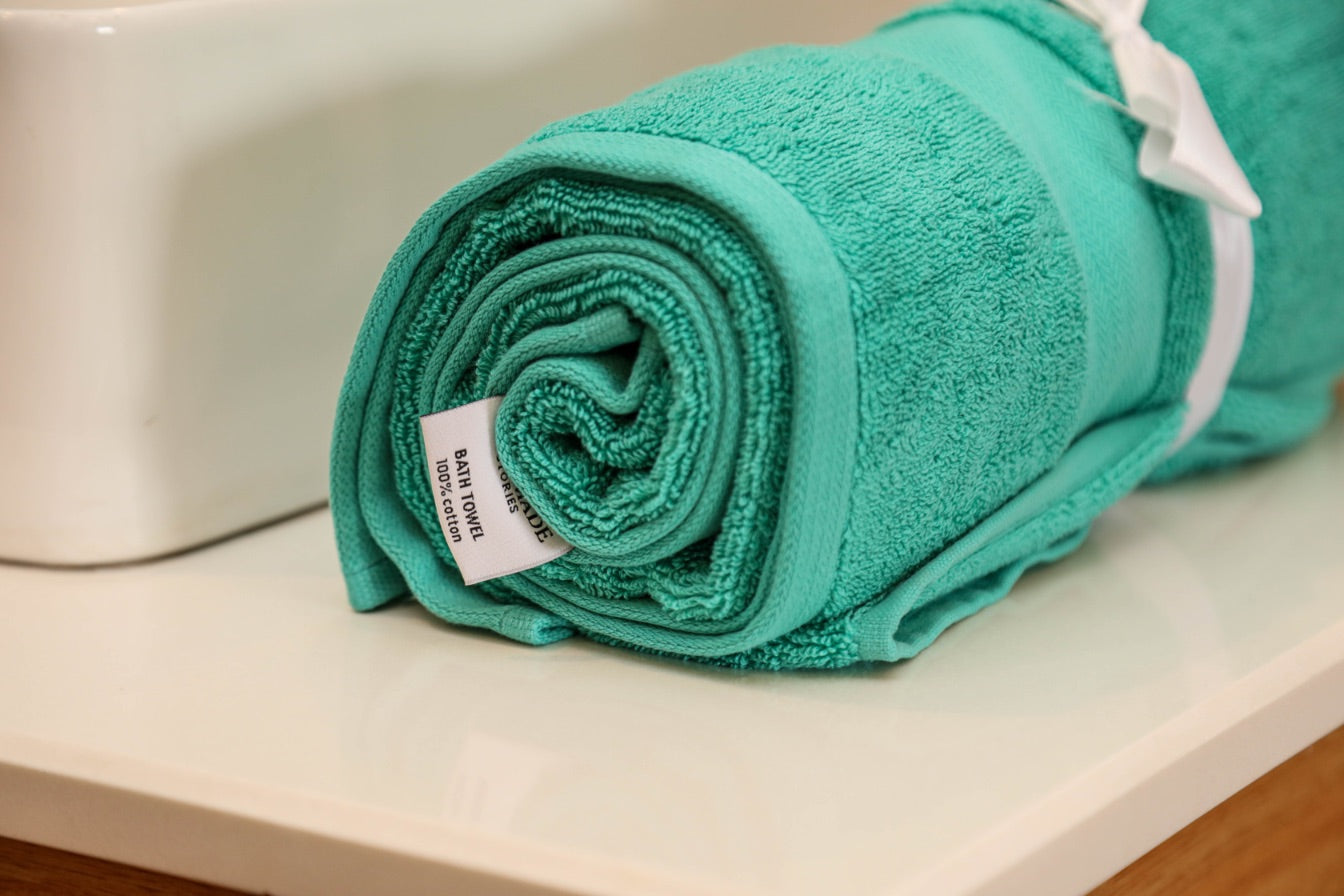 Sea Green Cotton Bath Towel - Soft & Absorbent - Handmade Stories