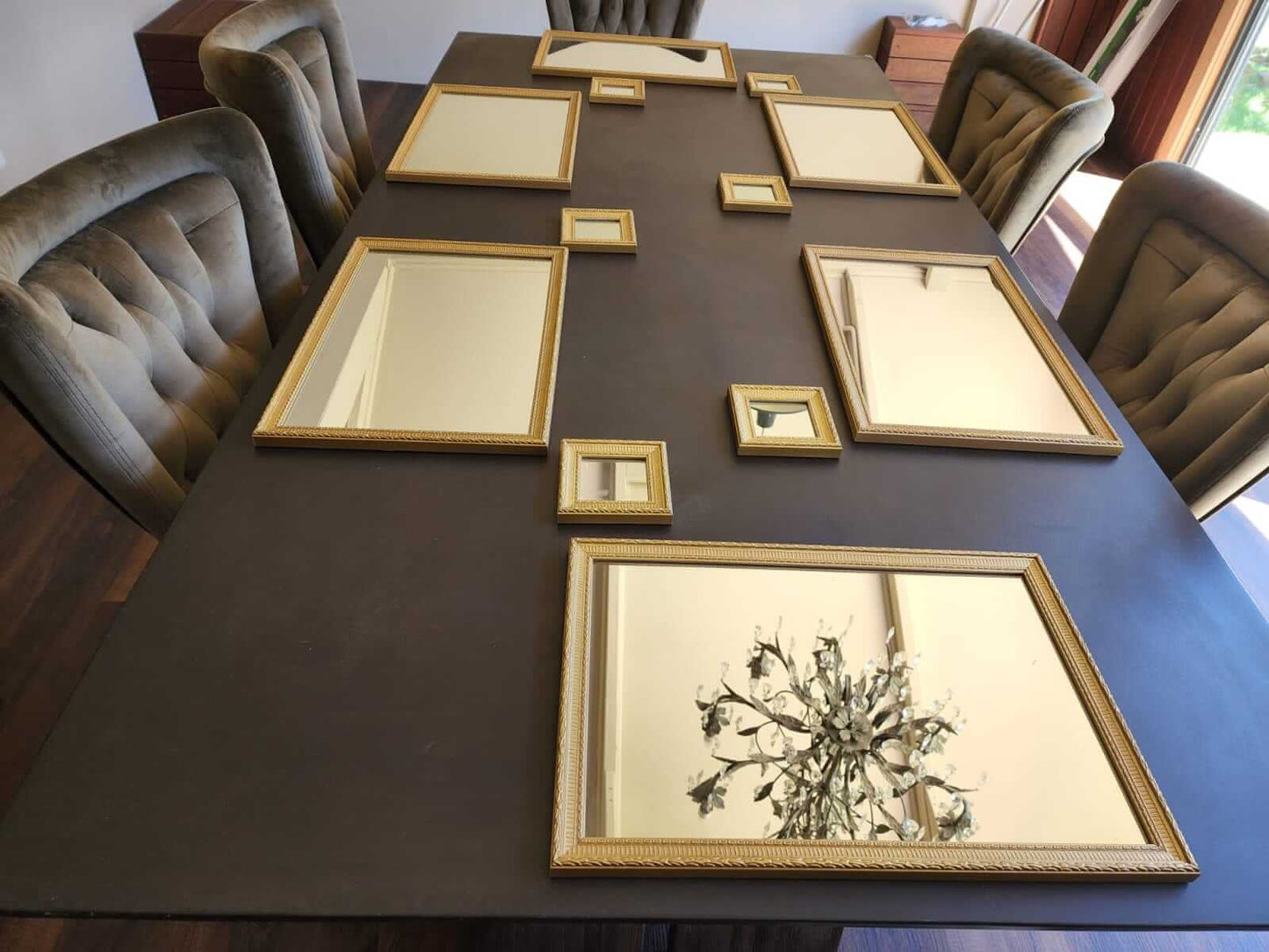 Set of 8 Mirror placemats with coasters Gold Handmade Stories By